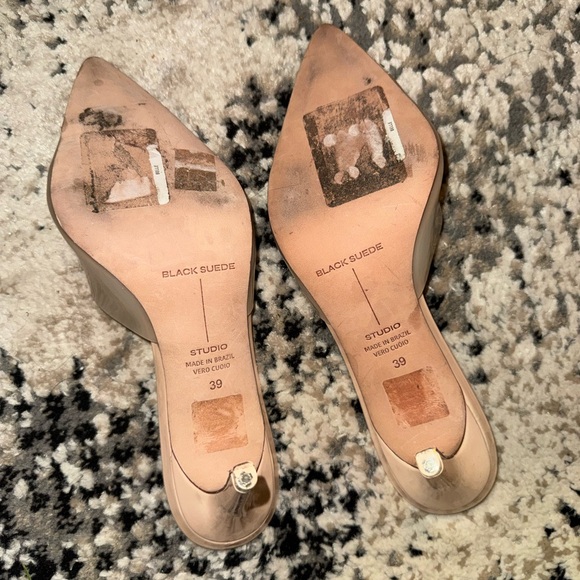 Black Suede Studio Nude Heels
